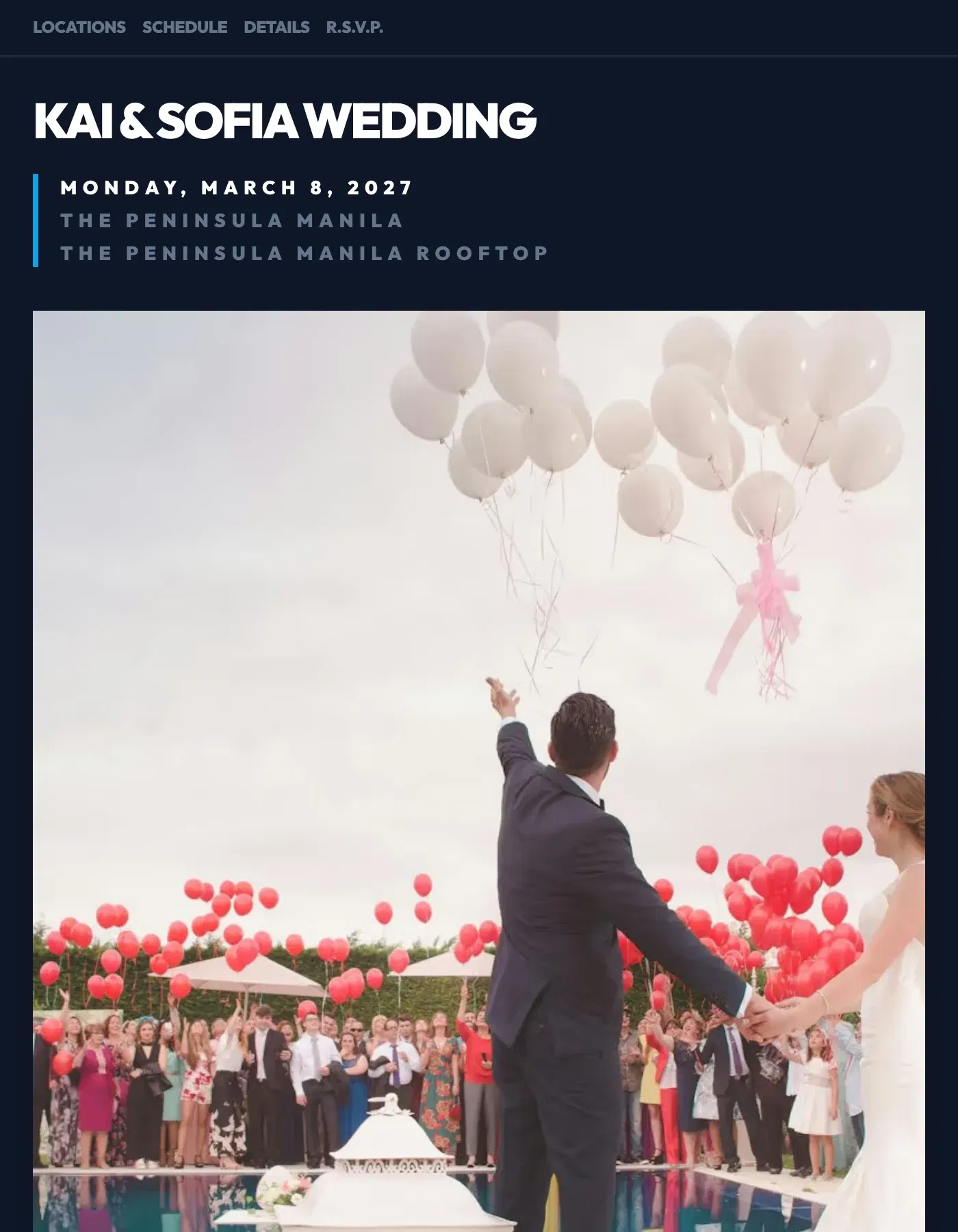 The Modern wedding invitation template, as a live sample